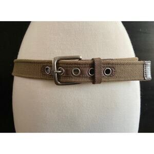 Brown Cotton/Italian Leather Grommet Belt Womens sz 34